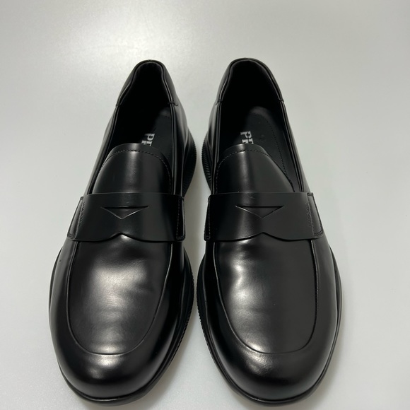 Prada Spazzalato Rois Leather Penny Loafers Black Men’s UK 7/US 8 $775 - Picture 3 of 9